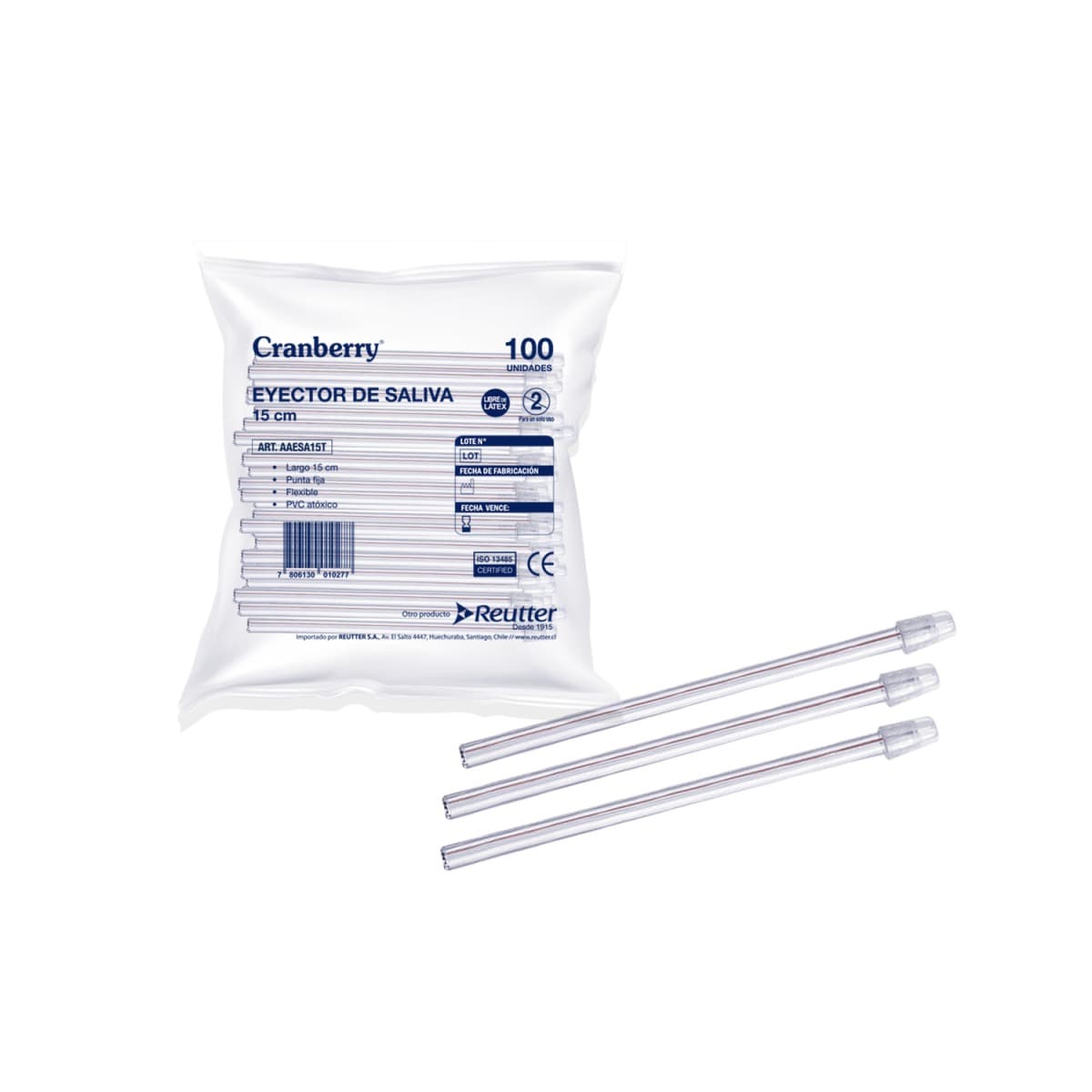 EYECTOR DE SALIVA TRANSPARENTE 15 CM