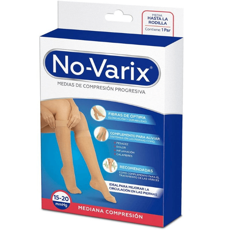 MEDIA NO-VARIX RODILLA 15-20 MMHG DAMA BEIGE SM