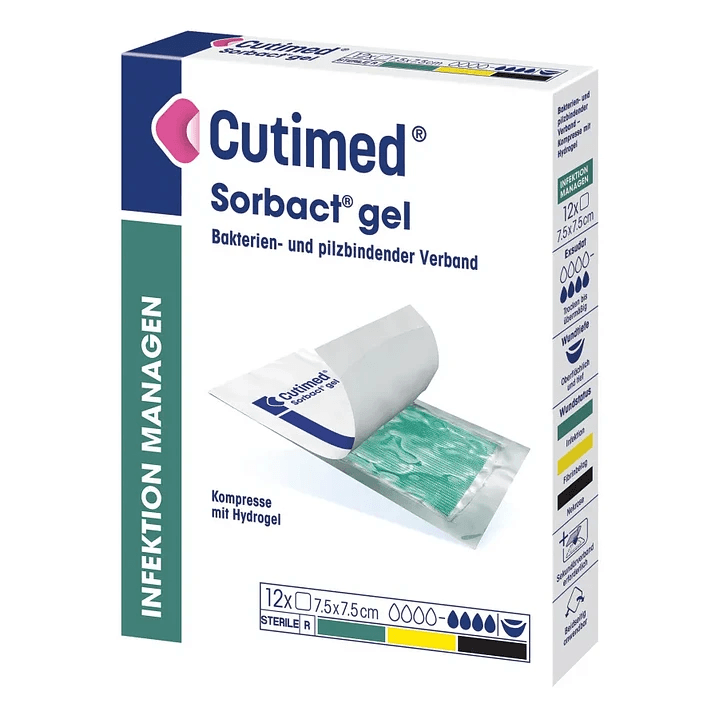 CUTIMED SORBACT GEL STERILE 7.5CMX7.5CM GREEN