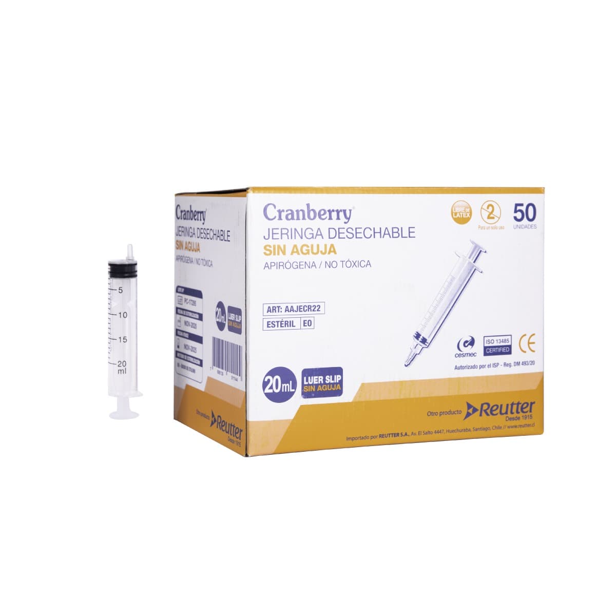 JERINGA DESECHABLE 20 CC LUER SLIP SIN AGUJA (PUNTA BICUDA)