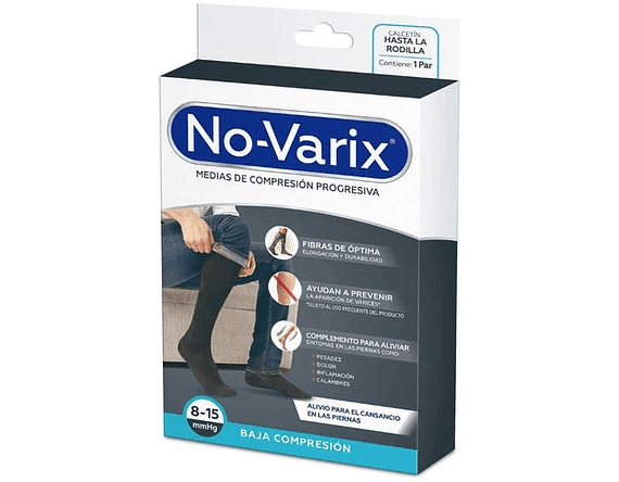CALCETIN NO-VARIX 8-15 MMHG HOMBRE NEGRO LG